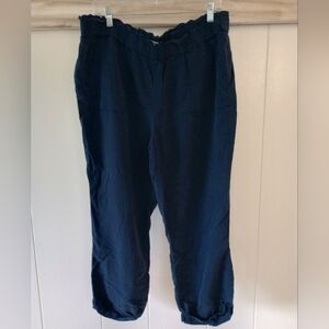 Crown & Ivy Casual Pants Size 16 Navy Blue Lyocell Elastic Waist Cuffed Lounge
